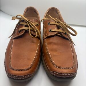 PIKOLINOS Tan Leather Boat Shoes